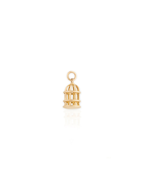 Three Dimensional Bird Cage Charm - Gold