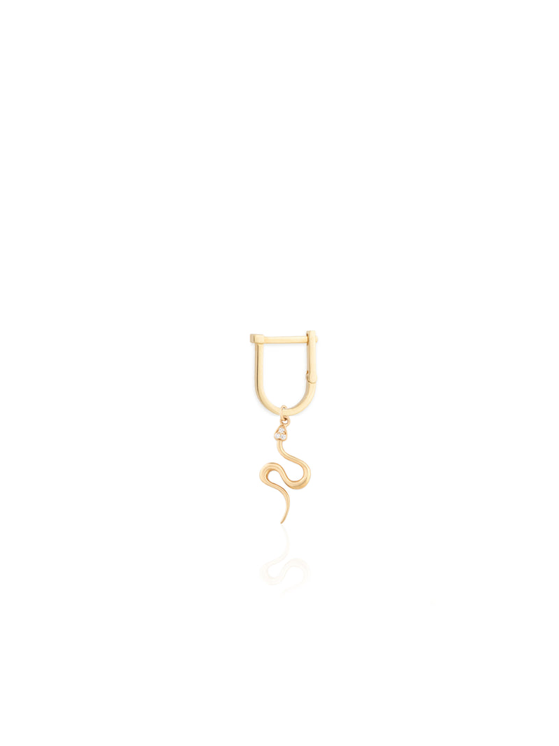 Tiny Snake Hoop Charm - Gold Diamond