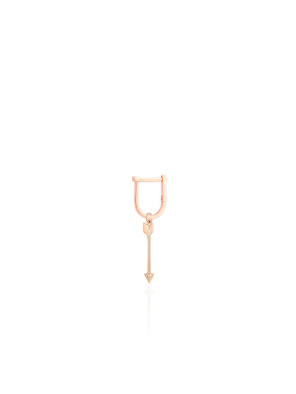 Tiny Arrow Hoop Charm - Gold Diamond