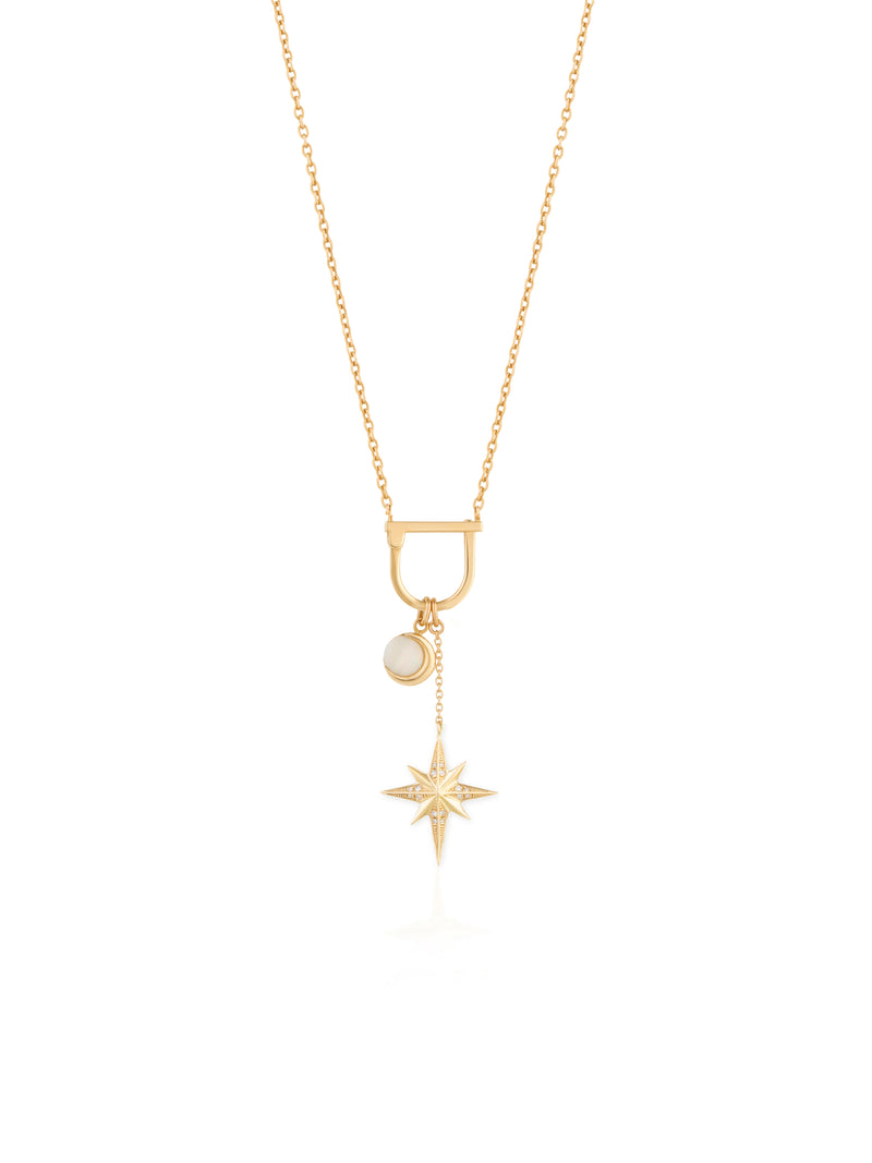 Reversible Polaris Star Charm - Gold Diamond Enamel