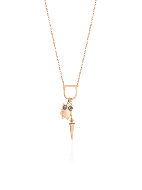 Owl Charm - Gold Diamond