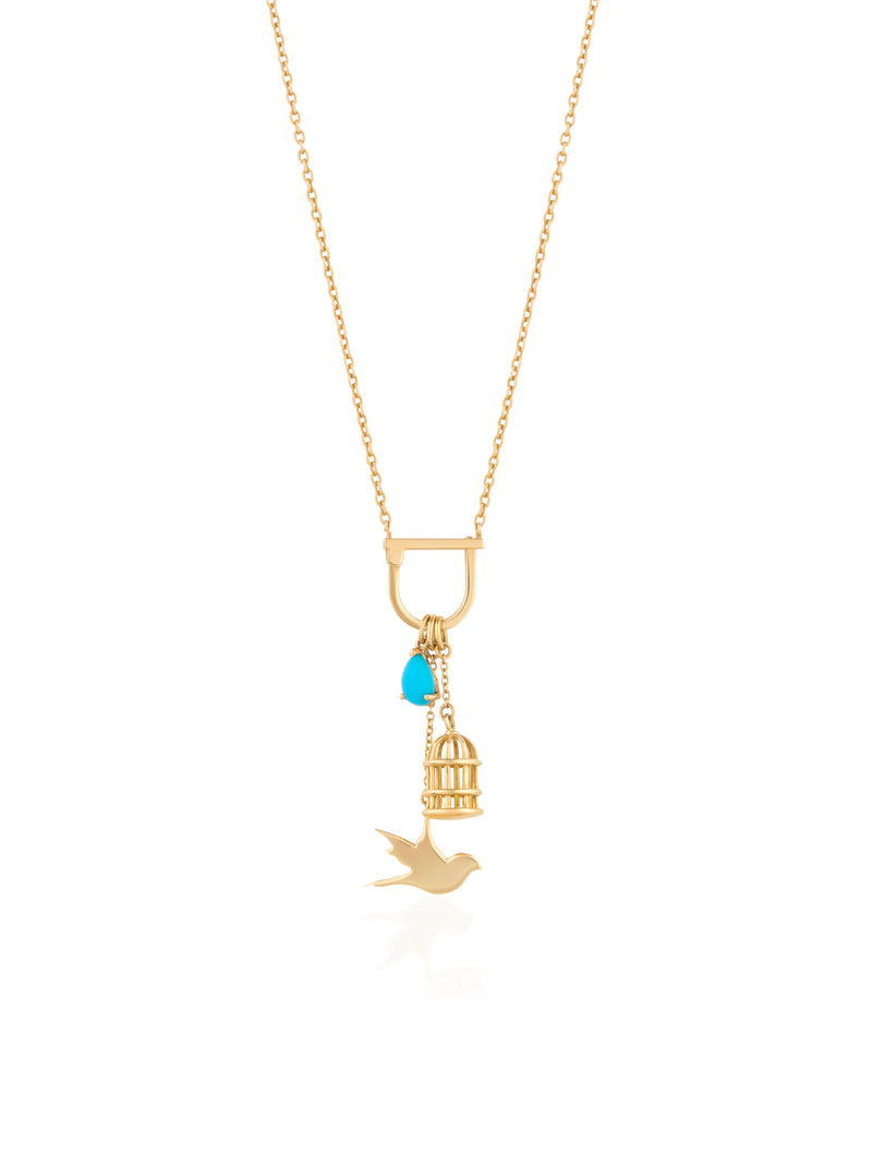 Three Dimensional Bird Cage Charm - Gold