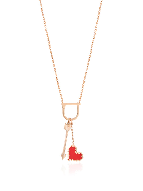 Reversible Gold Enamel Pixelated Heart Charm