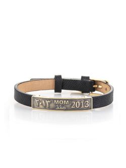 Date Plate Leather Gold Bracelet For Her
