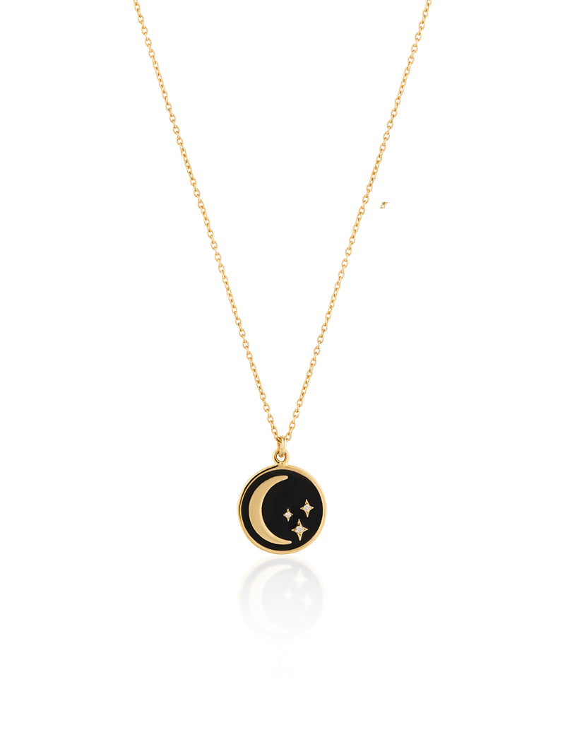 Diamond Stars Cosmos Enamel Gold Necklace