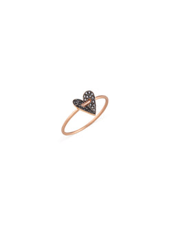 Folding Heart Black Diamond Ring