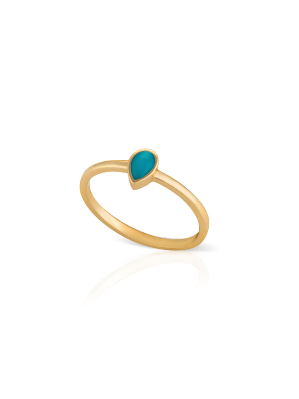 Pear Enamel Gold Ring