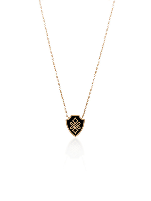 Endless Knot Shield Gold Necklace