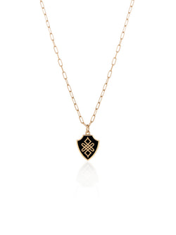 Endless Knot Shield Gold Necklace with Link Chain