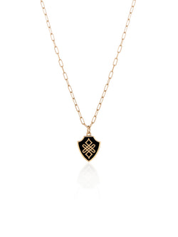 Endless Knot Shield Gold Necklace with Link Chain