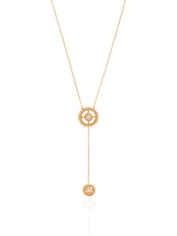 Adjustable Gear Necklace  - Gold Diamond