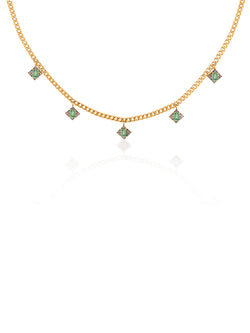 Gold Diamond Apolo Dangled Curb Chain Choker