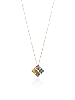 Gold Diamond Sapphire Rainbow Quatro Apolo Necklace