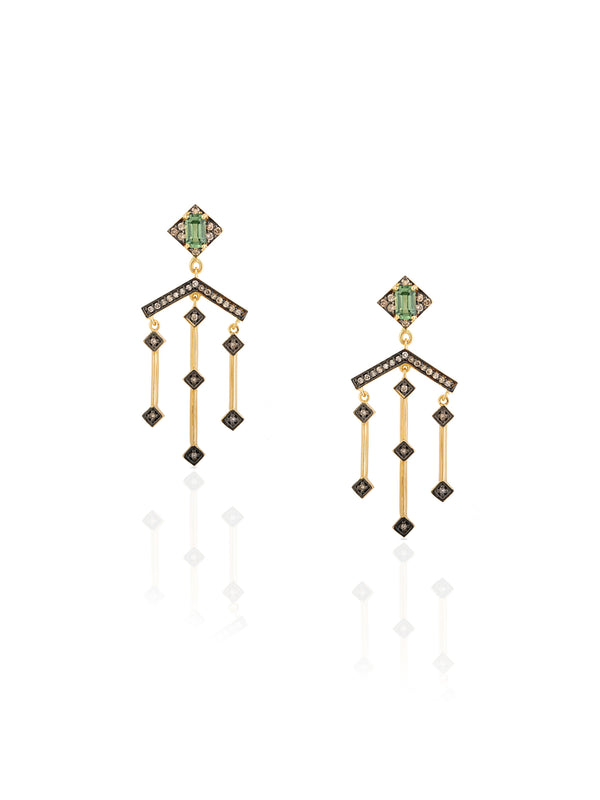Gold Diamond Sapphire Tiara Earring - Delcy