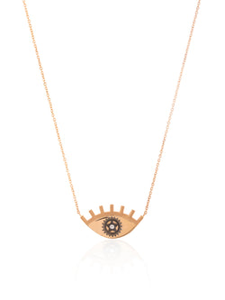 Large Gear Eye Necklace - Gold Diamond