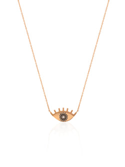 Small Gear Eye Necklace  - Gold Diamond