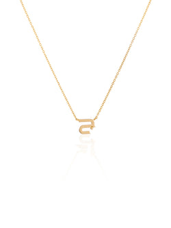 Gold Arabic J Initial Necklace
