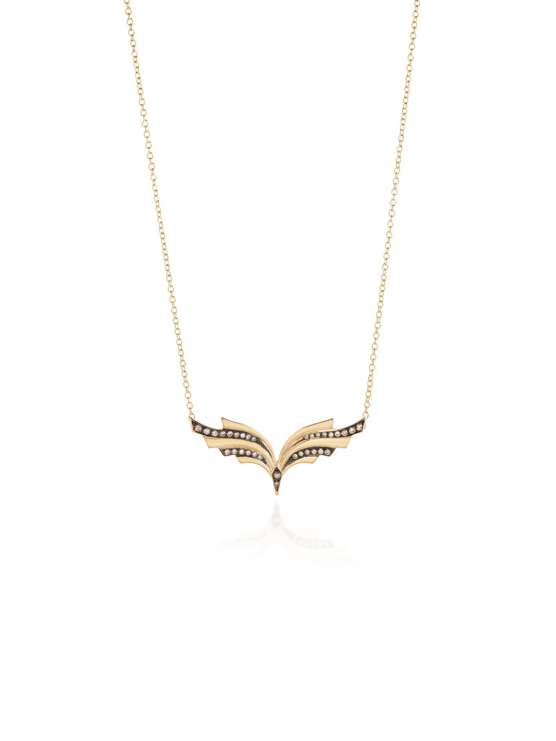 Large Angel Wing Diamond Necklace