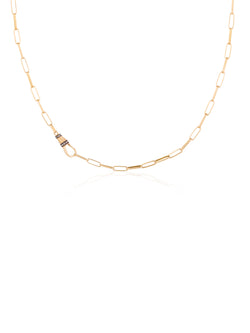 Long Link Chain Gold Necklace with Diamond Lock