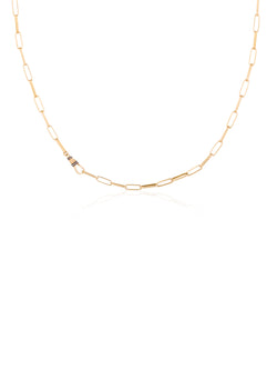 Short Link Chain Gold Necklace with Diamond Lock