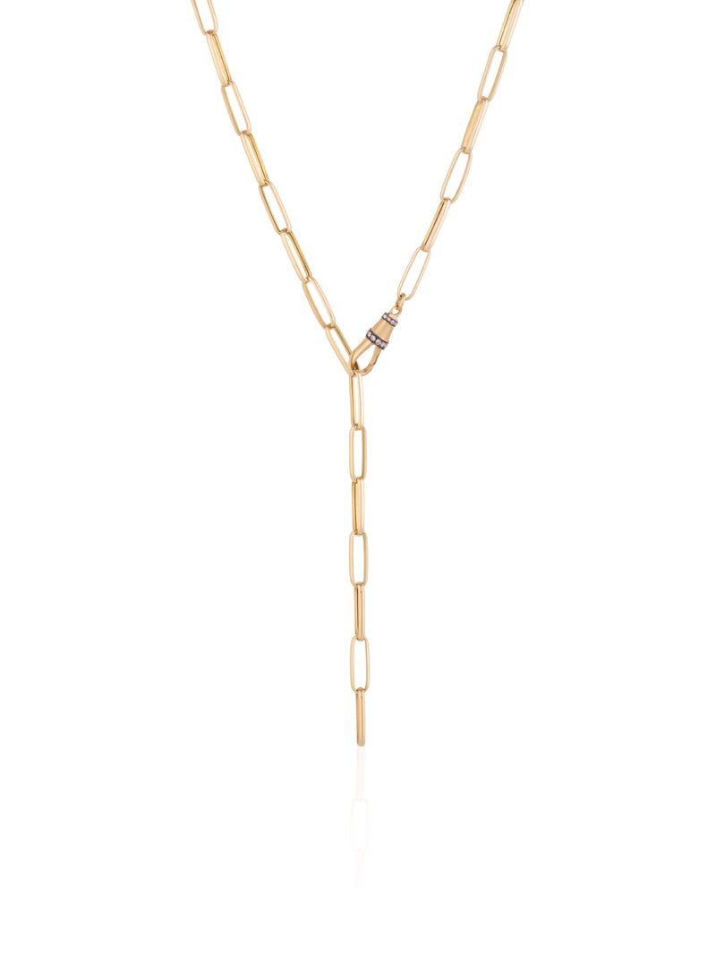 Short Link Chain Necklace with Diamond Lock
