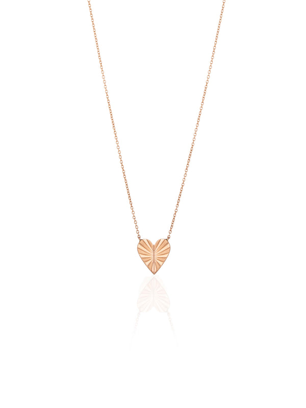 Medium Folding Heart Gold Necklace