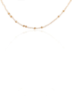 Pearl Choker with Gold Wheels