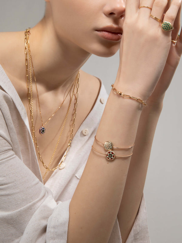 Seed of Life Red Reversible Gold Bangle