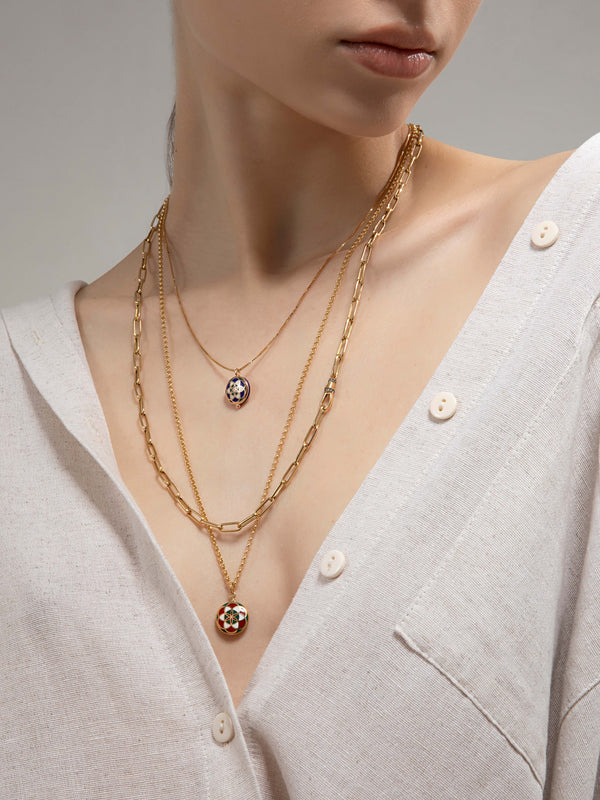 Double Sided Seed of Life Necklace with Gold Chopard Chain