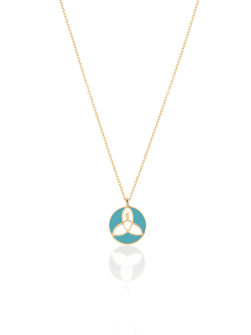 Medium Mother and Child Enamel Gold Necklace
