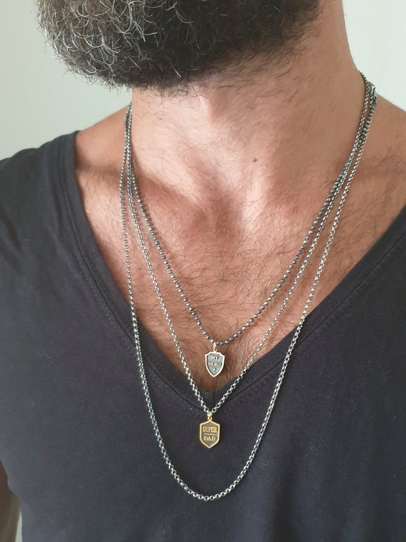 Super Dad Shield Necklace