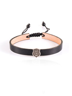 Number One Dad Shield Leather Bracelet