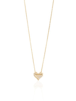 Gold Small Diamond Pixel Heart Necklace
