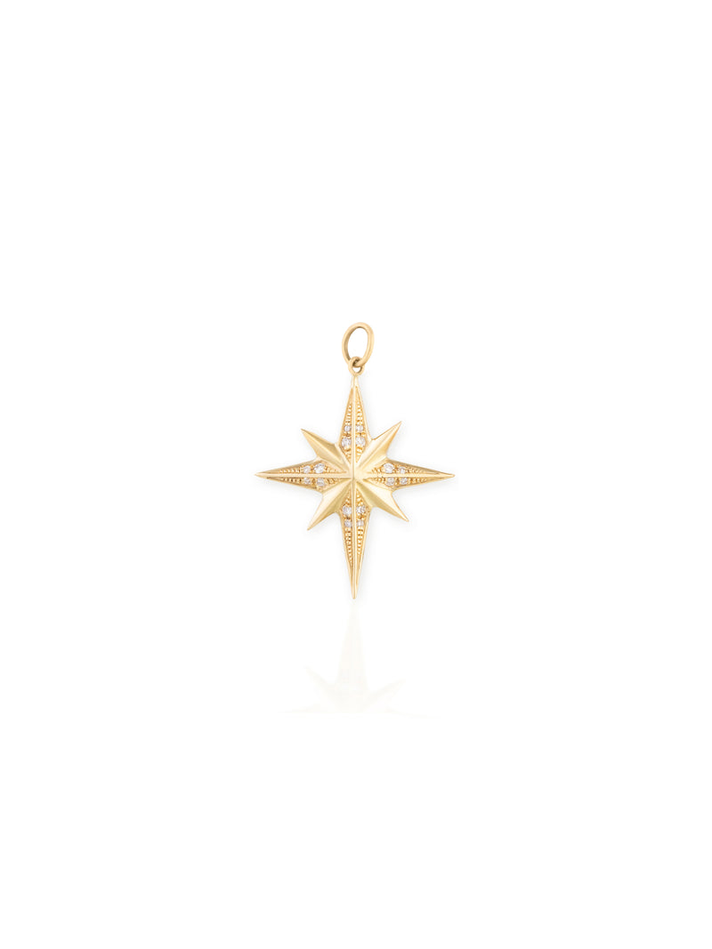 Reversible Polaris Star Charm - Gold Diamond Enamel