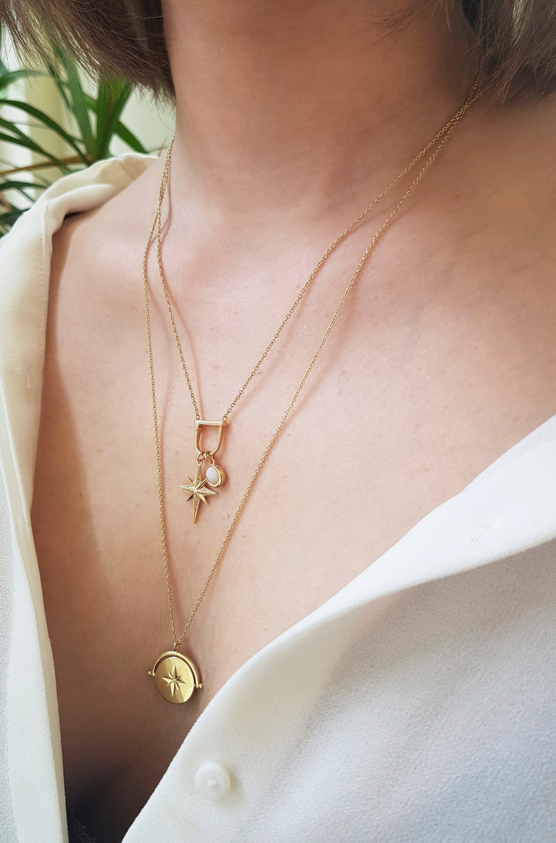 Opal Moon Charm - Gold