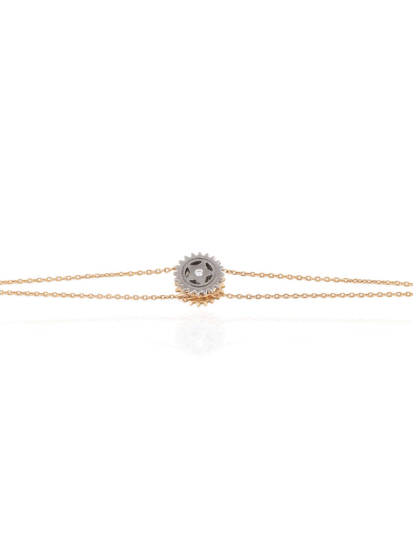 Reversible Gear Chain Bracelet  - Gold Diamond