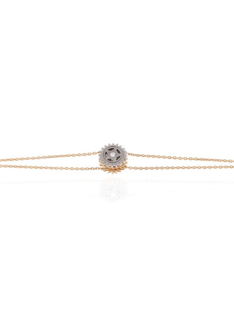 Reversible Gear Chain Bracelet  - Gold Diamond