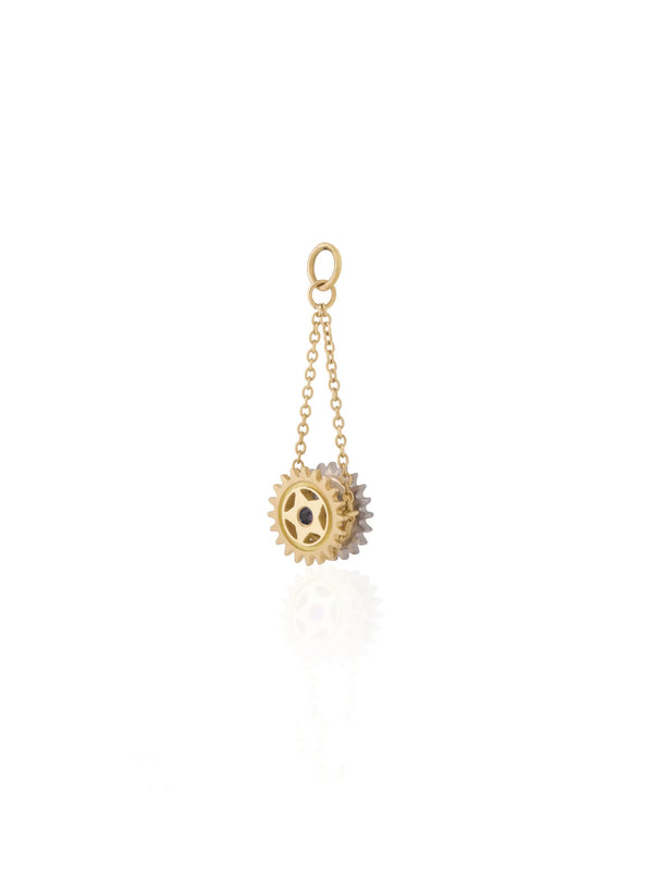 Reversible Gear Charm - Gold Diamond