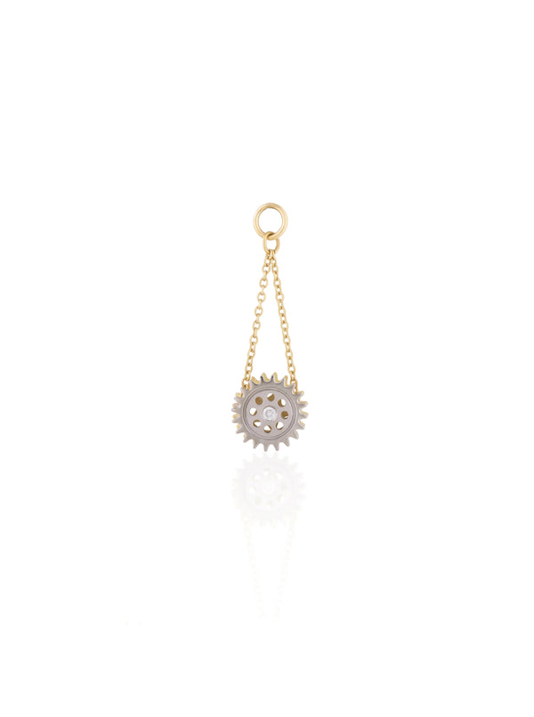 Reversible Gear Charm - Gold Diamond