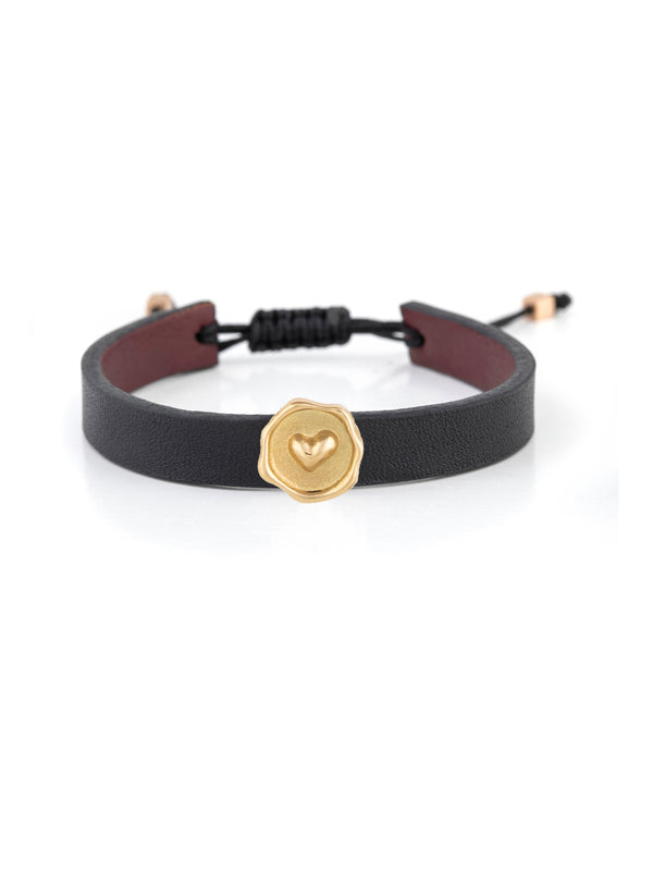 Sealed Love Leather Gold Bracelet