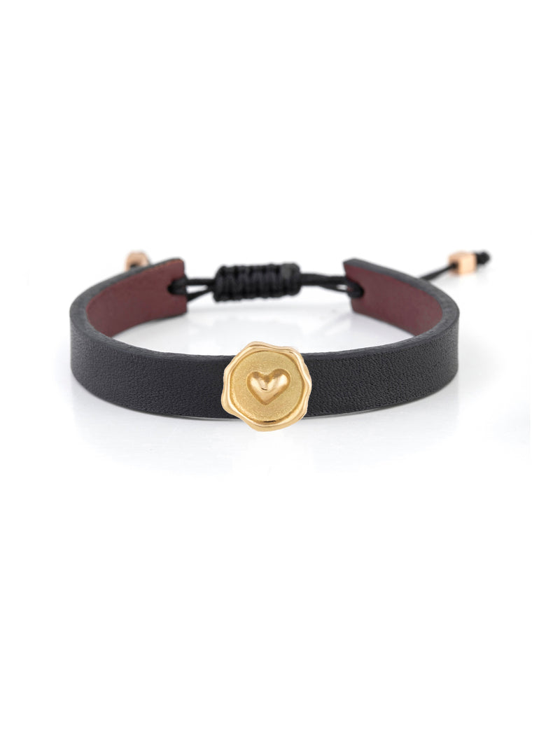 Sealed Love Leather Gold Bracelet