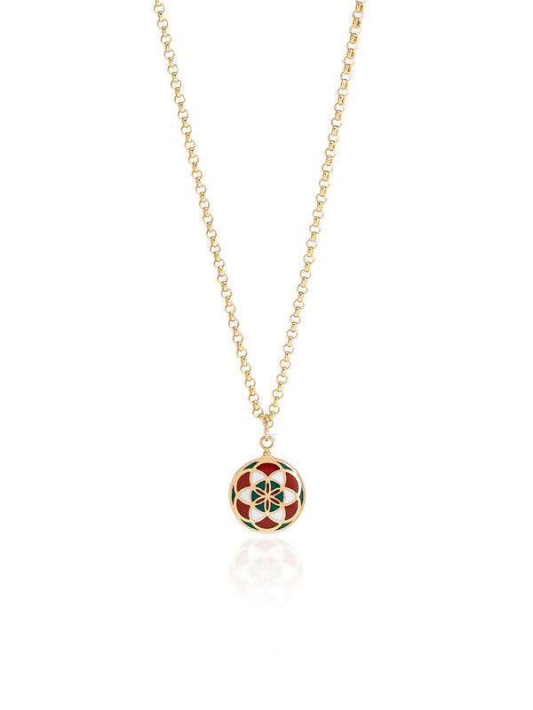 Double Sided Seed of Life Necklace with Gold Chopard Chain