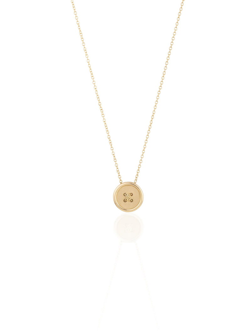 Gold Small Button Necklace