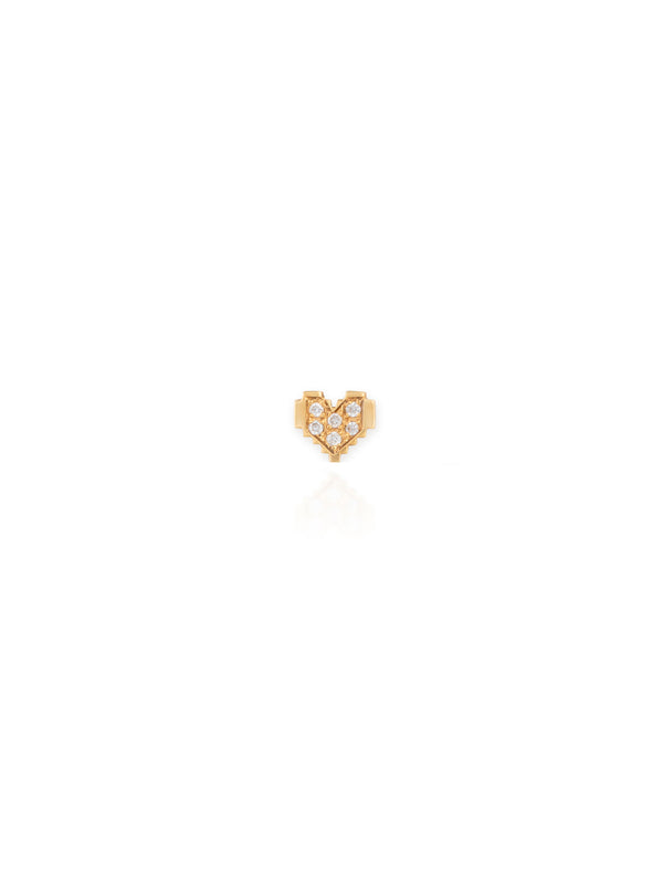 Gold Single Small Pixel Heart Earring