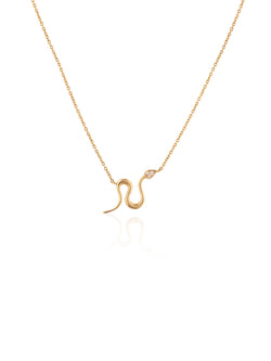 Gold Snake Necklace with Diamonds