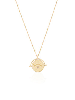 Spin Eye Medallion Gold  Necklace