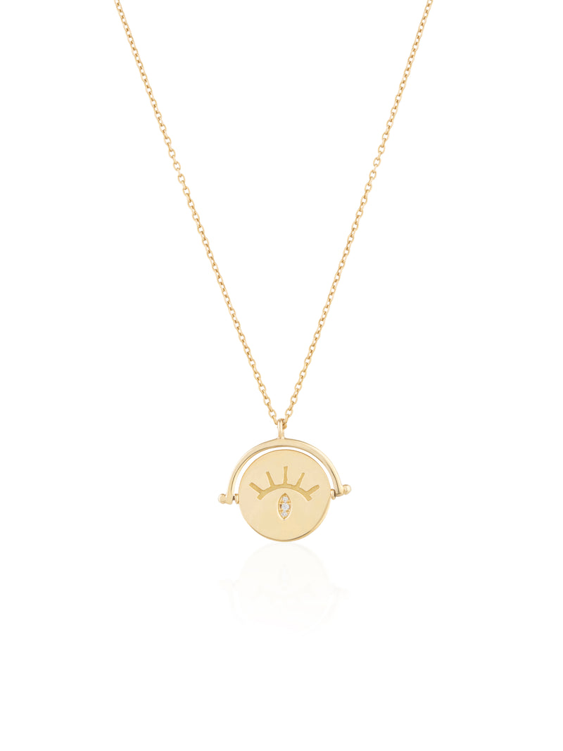 Spin Eye Medallion Gold  Necklace