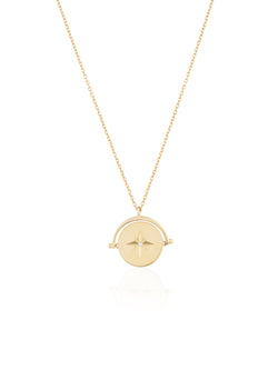 Spin Compass Medallion Gold  Necklace