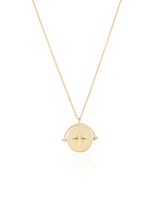 Spin Compass Medallion Gold  Necklace