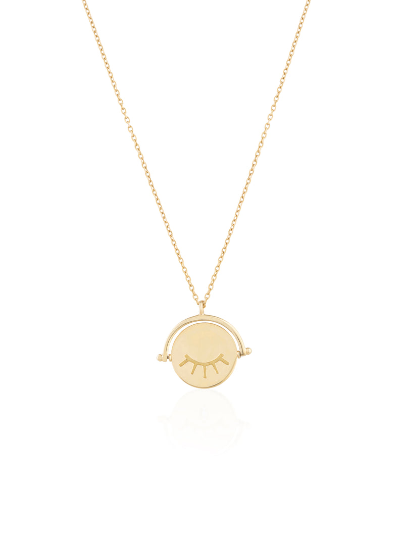 Spin Eye Medallion Gold  Necklace